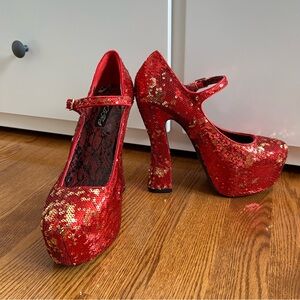 Wild DNA Red Sequin Heels